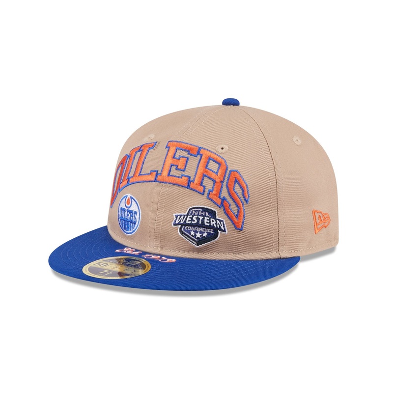 Edmonton Oilers Camel Retro Crown 59FIFTY Fitted Hat 7