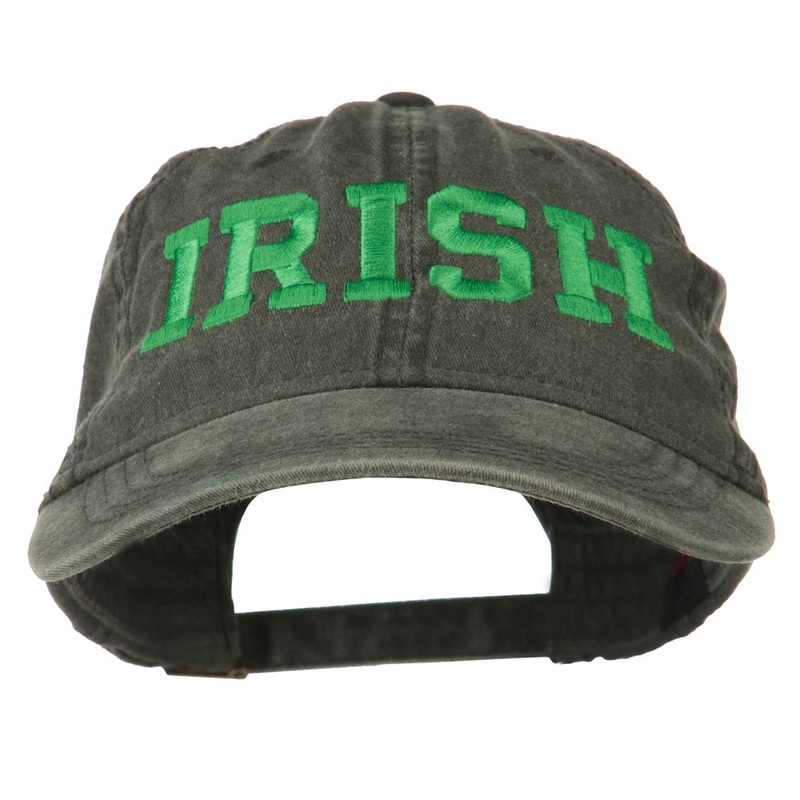 Irish Embroidered Washed Pigment Dyed Cap Black One Size