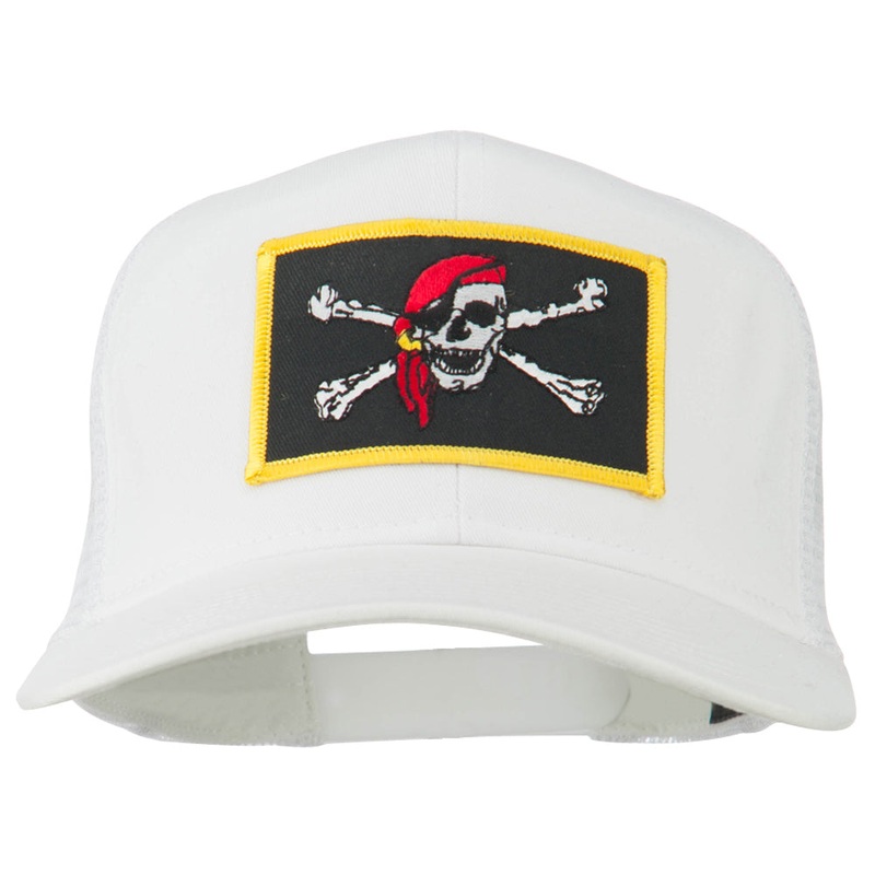 Jolly Roger Scarf Skull Patched Mesh Cap White One Size