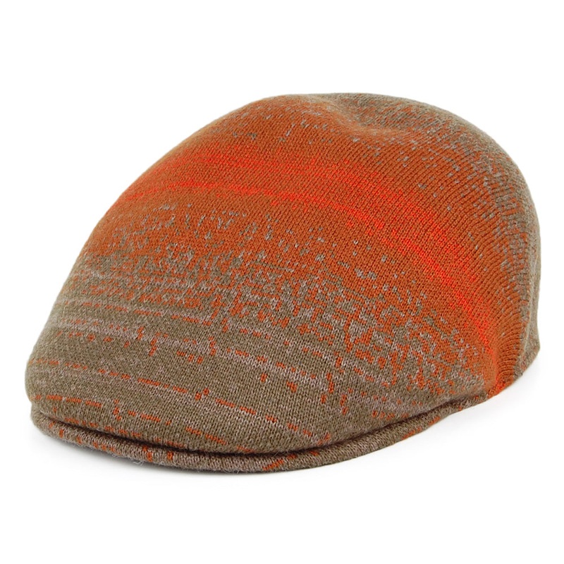 Kangol Distressed Morse 507 Flat Cap – Olive-Rust S