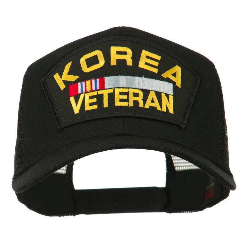 Korea Veteran Military Patched Mesh Back Cap Black One Size