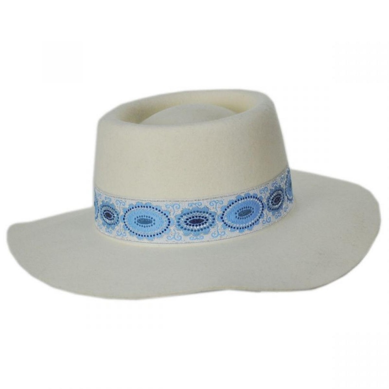 Lolita Wool Felt Boater Hat AZURE S