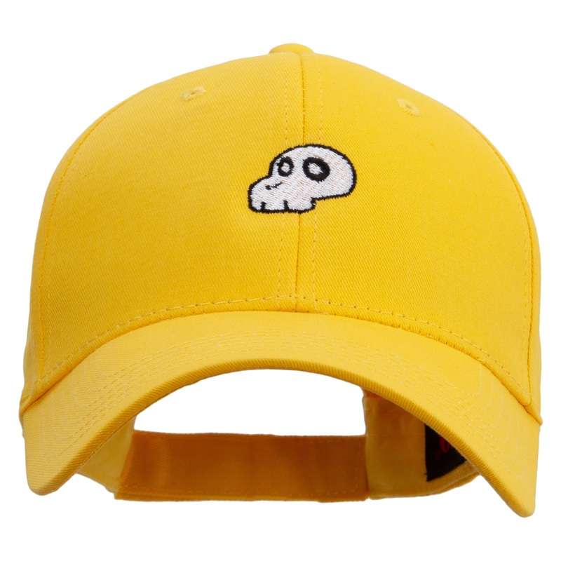 Mario turtle skull Logo Embroidered Solid Cotton Twill Low Profile Strap Cap Yellow One Size