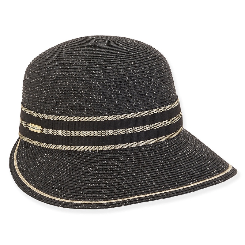 Metallic Straw Cap for Women, UPF50 – Sun ‘N’ Sand Hats Black/Gold M/L (58 cm)