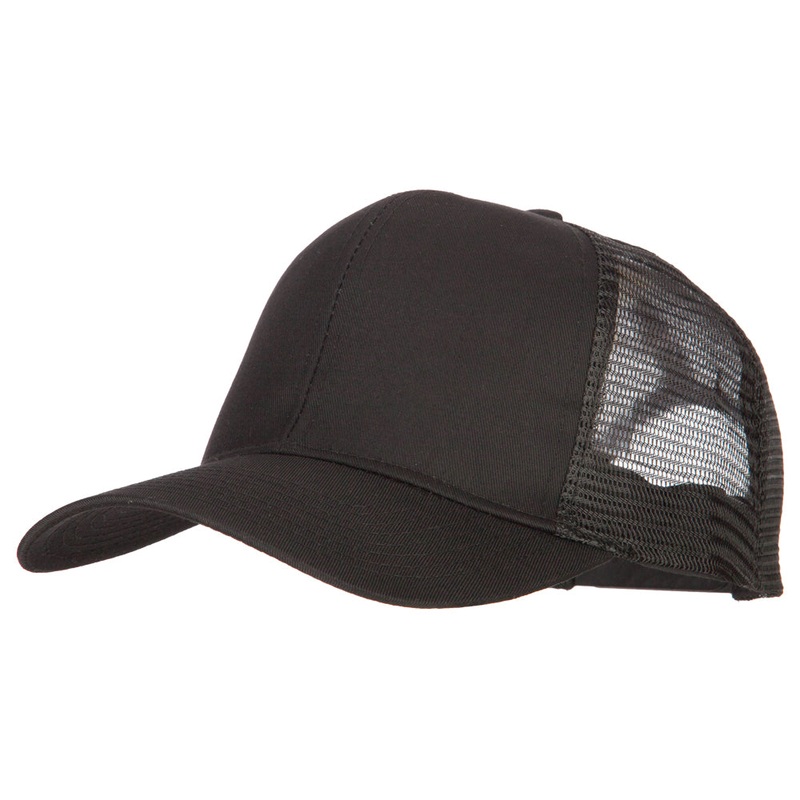 Solid Cotton Prostyle Twill Mesh Cap Black One Size