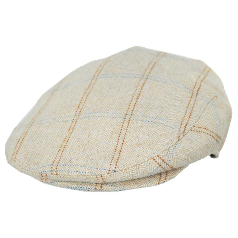 Wholesale Skyline Herringbone Overcheck Wool Blend Ivy Cap B2B Pre-Pack BEIGE 1S-3M-4L-3XL-1XXL