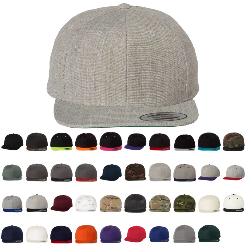 YP Classics, Yupoong 6089 – Premium Flat Bill, Snapback Cap – 6089M Black
