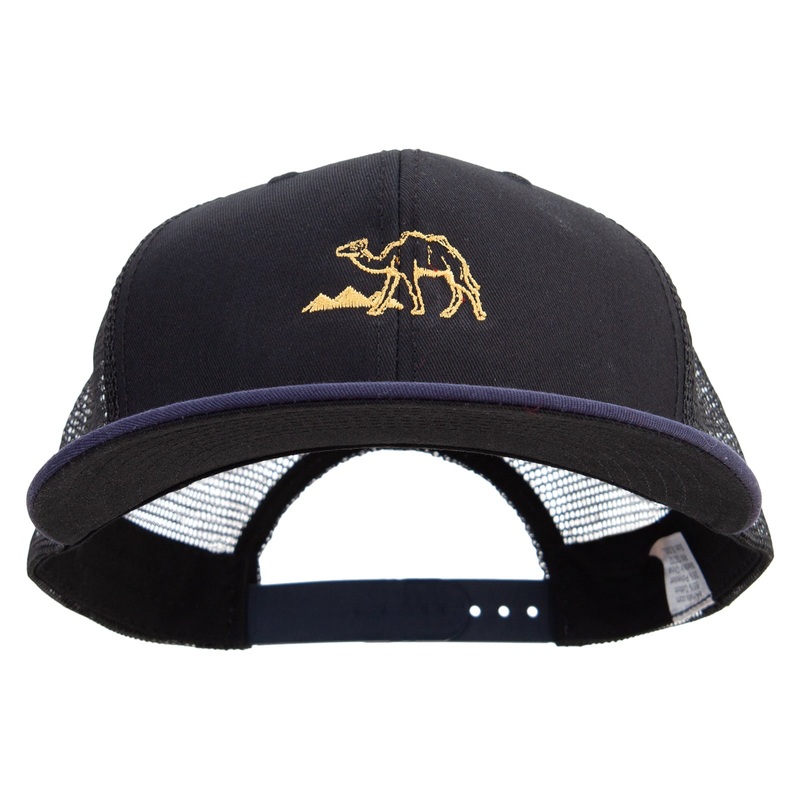 Ancient Egypt Label Embroidered Big Size Premium Flat Bill Trucker Cap Navy Black XL-3XL