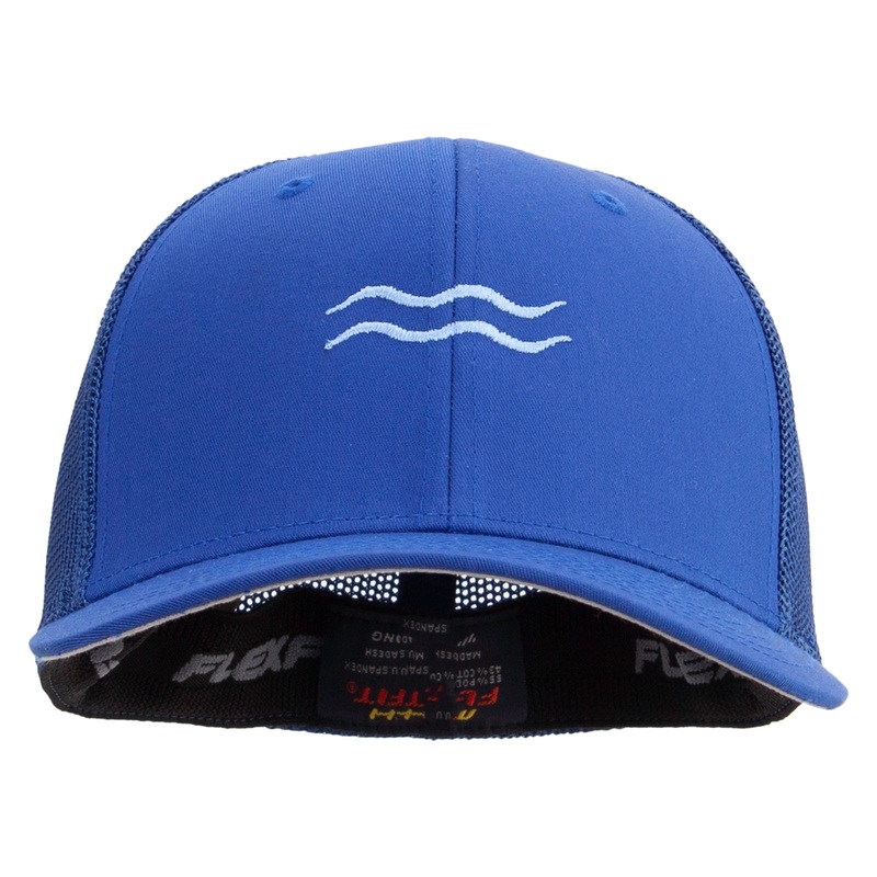 Aquarius Astrology Embroidered 6 Panel Trucker Flexfit Cap Royal One Size