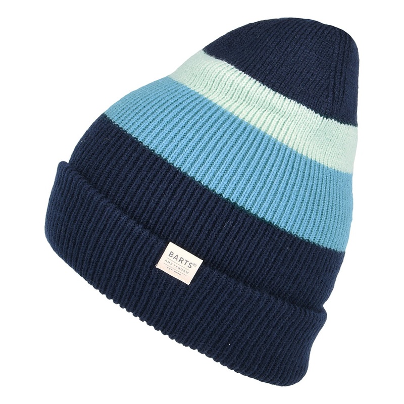 Barts Hats Cowie Striped Cuff Knit Beanie Hat – Blue 1-Size