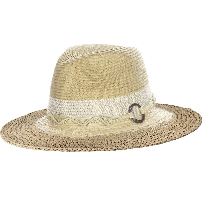 Crochet Brim Safari Hat with Macrame Band – Scala Hats Natural OS (57 cm)