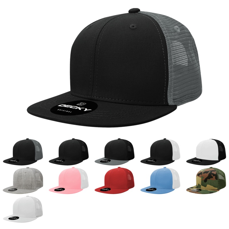 Decky 5010 – Kids Youth Trucker Hat, Flat Bill Snapback Cap – CASE Pricing Black