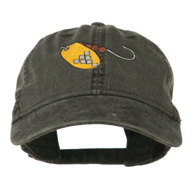 Fishing Spinner Embroidered Washed Cap Black One Size