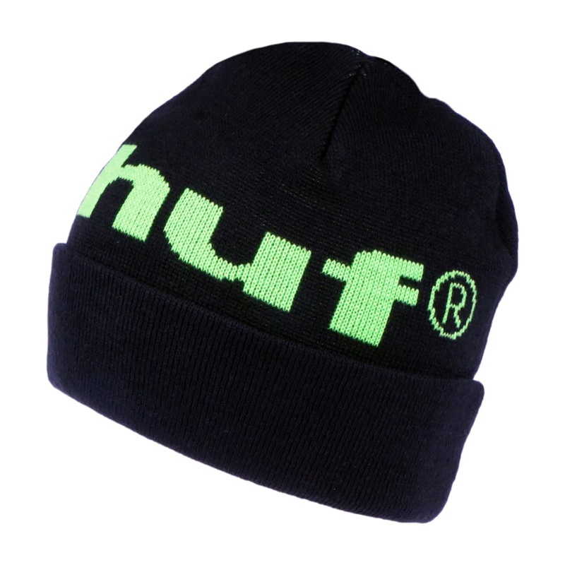 HUF 98 Logo Beanie Hat – Black 1-Size