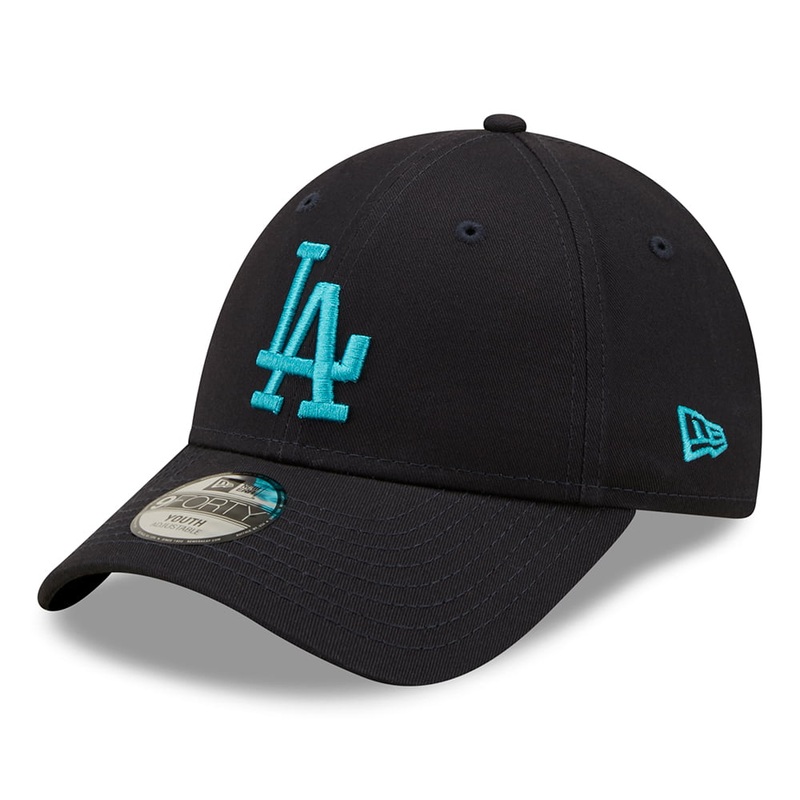 New Era Kids 9FORTY L.A. Dodgers Baseball Cap – MLB League Essential – Navy-Turquoise CHILD ADJ.