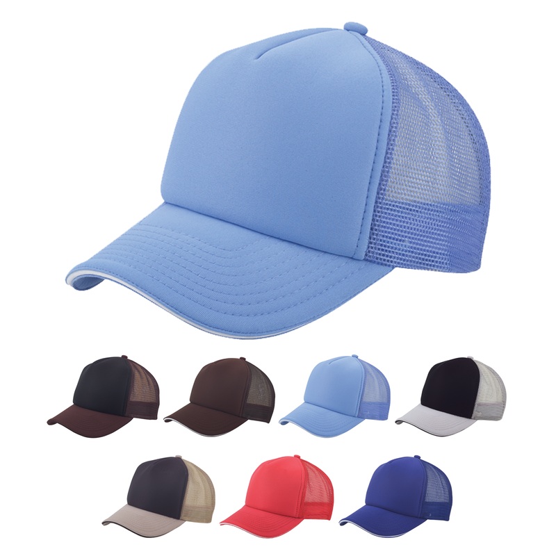 Nissun Cap 5 Panel Mesh Back Trucker Hat with Sandwich Bill – 5PMS Brown