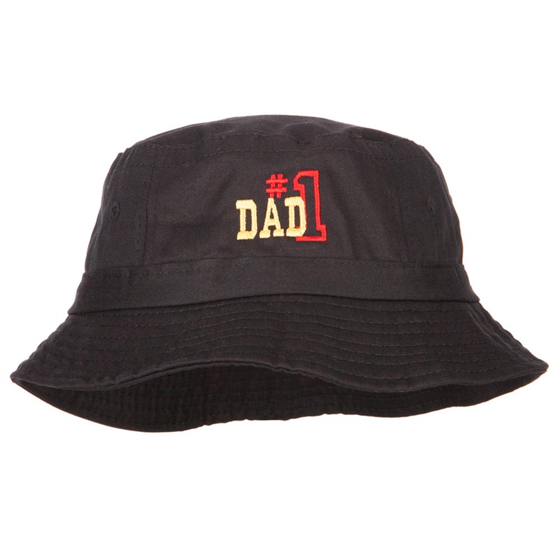 Number 1 Dad Outline Embroidered Bucket Hat Black One Size