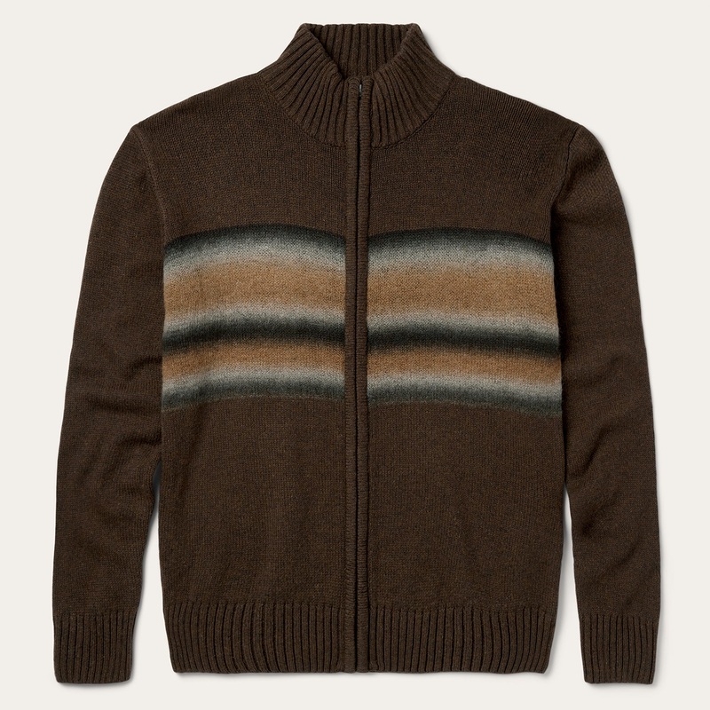 Ombre Border Stripe Cardigan Brown S