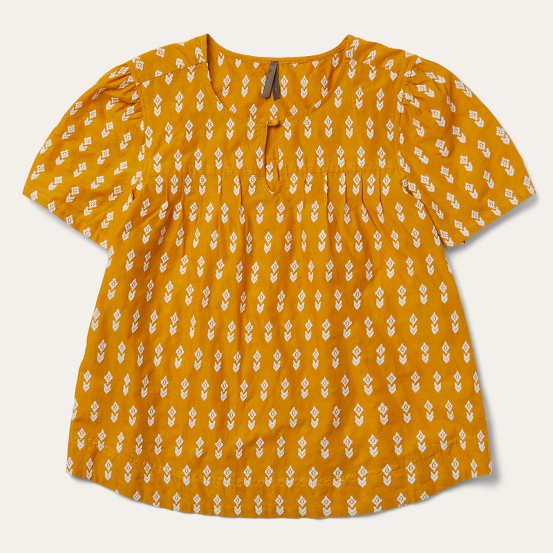 Short-Sleeved Aztec Blouse Yellow XS