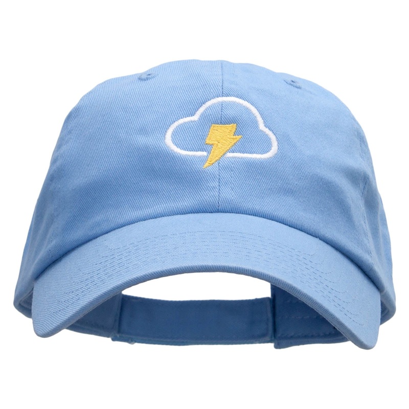 Thunder Cloud Embroidered Low Profile Dyed Cotton Twill Cap Sky Blue One Size
