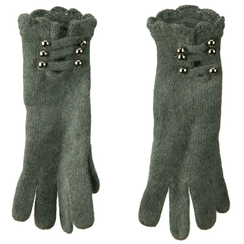 Women’s Military Straps and Ruffle Cuff Glove Pink One Size