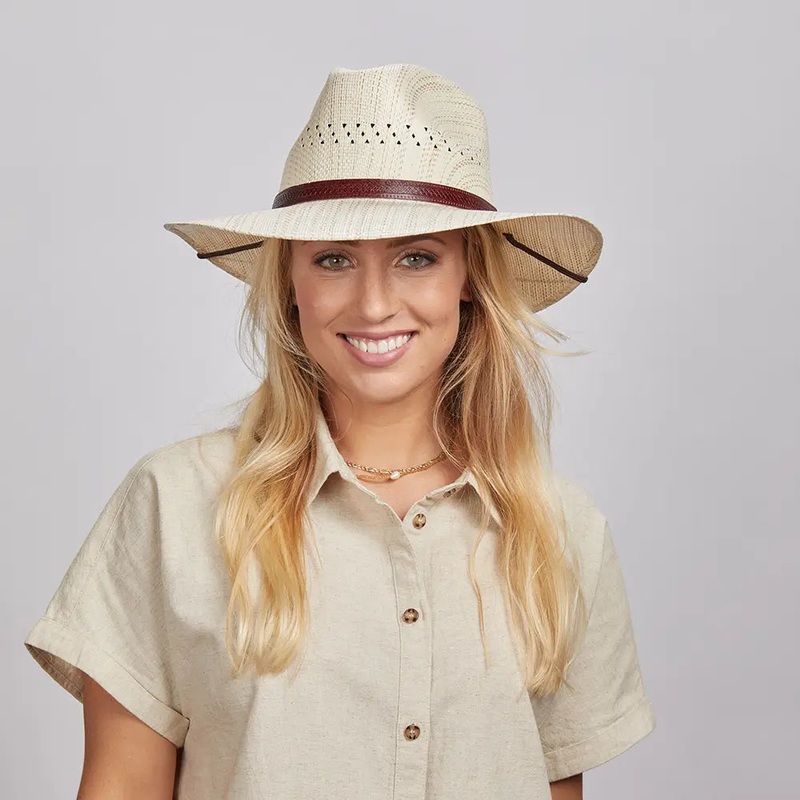 Barcelona | Womens Wide Brim Firm Straw Sun Hat Natural SM