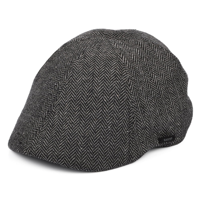 Barts Hats Mr. Mitchell Herringbone Duckbill Flat Cap – Black M