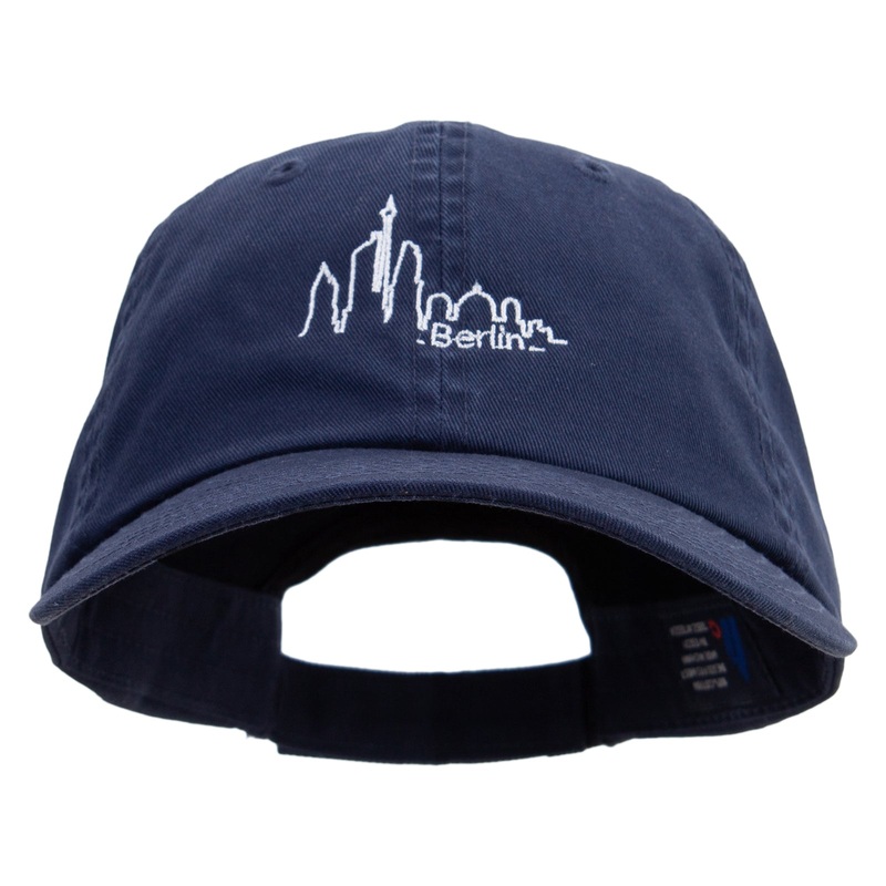 Berlin Skyline Embroidered Low Profile Dyed Cotton Twill Cap Navy One Size