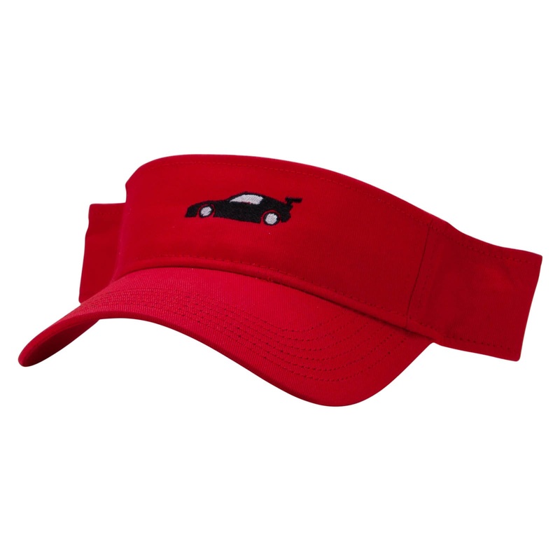 Black Race Car Embroidered Cotton Twill Sun Visor Red One Size