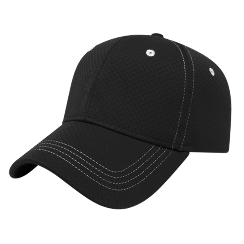 Cap America i7024 – Soft Textured Polyester Mesh Cap – Blank Black