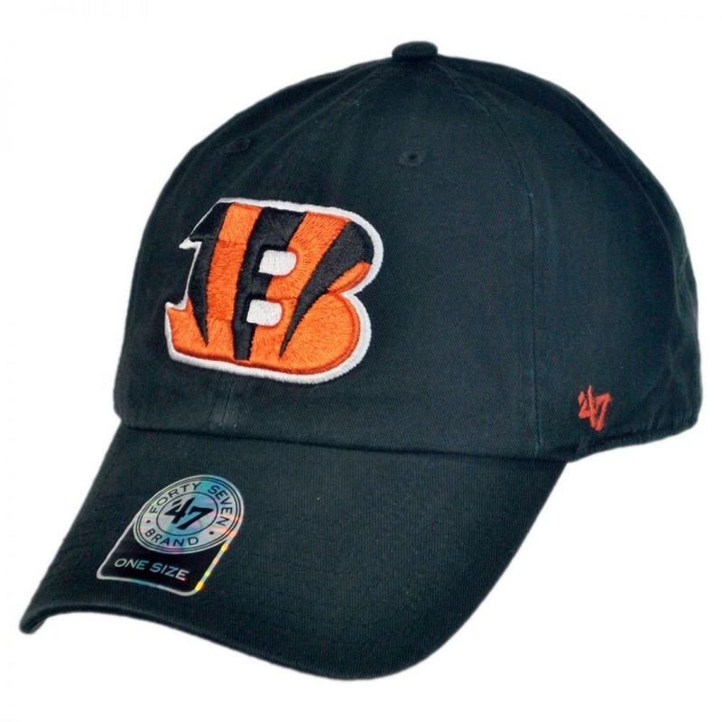 Cincinnati Bengals NFL Clean Up Strapback Baseball Cap Dad Hat BLACK ADJUSTABLE