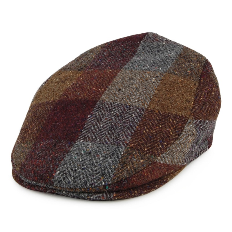 City Sport Donegal Tweed Patch Flat Cap – Brown-Burgundy 55