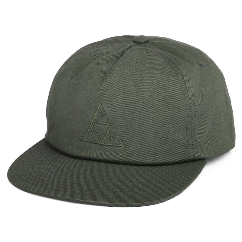 HUF Triple Triangle Unstructured Snapback Cap – Olive Adjustable