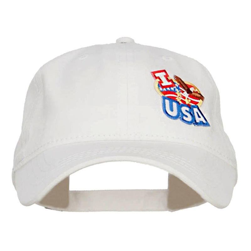 I Love USA Eagle Patch Washed Cap White One Size