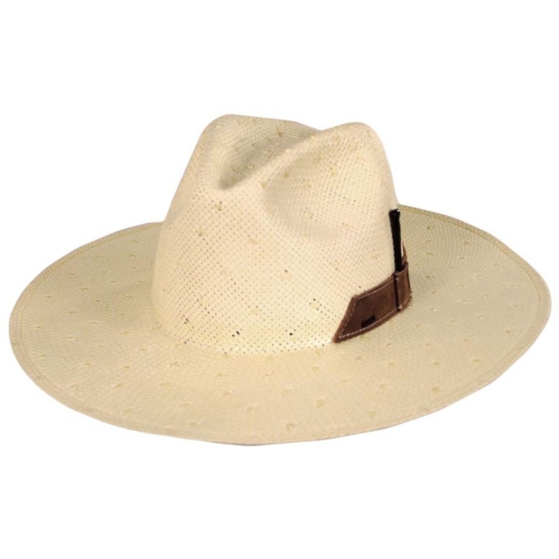 Imlay Knotted Shantung Straw Fedora Hat TAN S