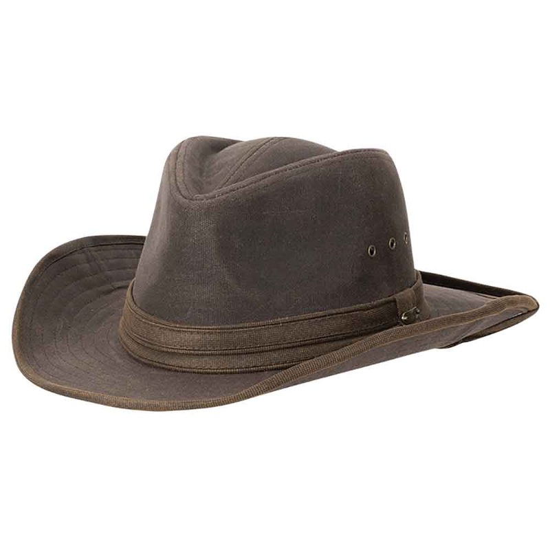 Matrix Waxed Cotton Outback Hat with Chin Strap – Stetson Hats Brown Large