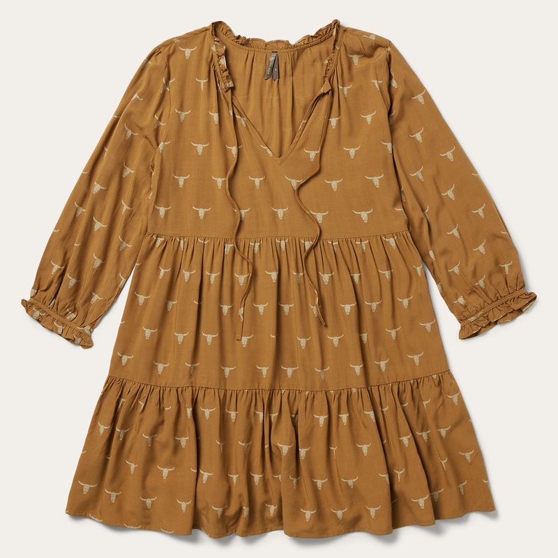 Mojave Longhorn Print Dress Brown XS