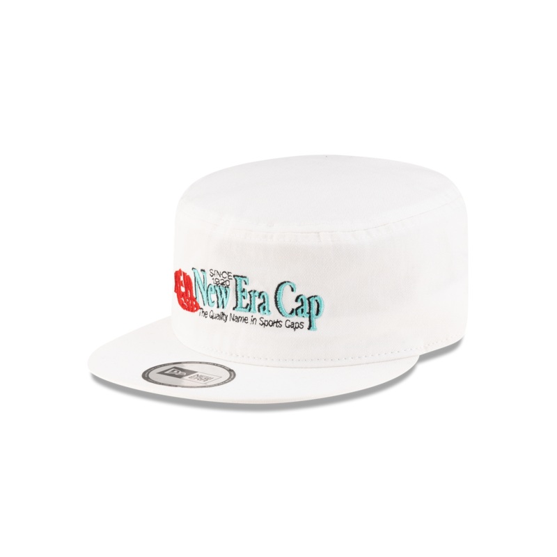 New Era Branded College White Painter Elastic Back Hat S/M