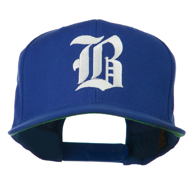 Old English B Embroidered Flat Bill Cap Royal One Size
