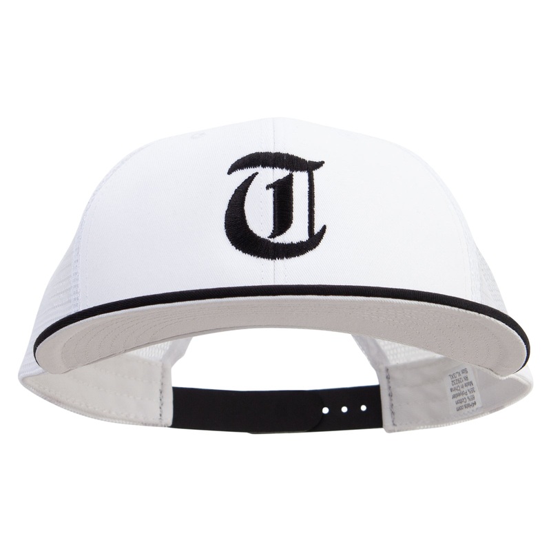 Old English T Embroidered Big Size Premium Flat Bill Trucker Cap Black White XL-3XL