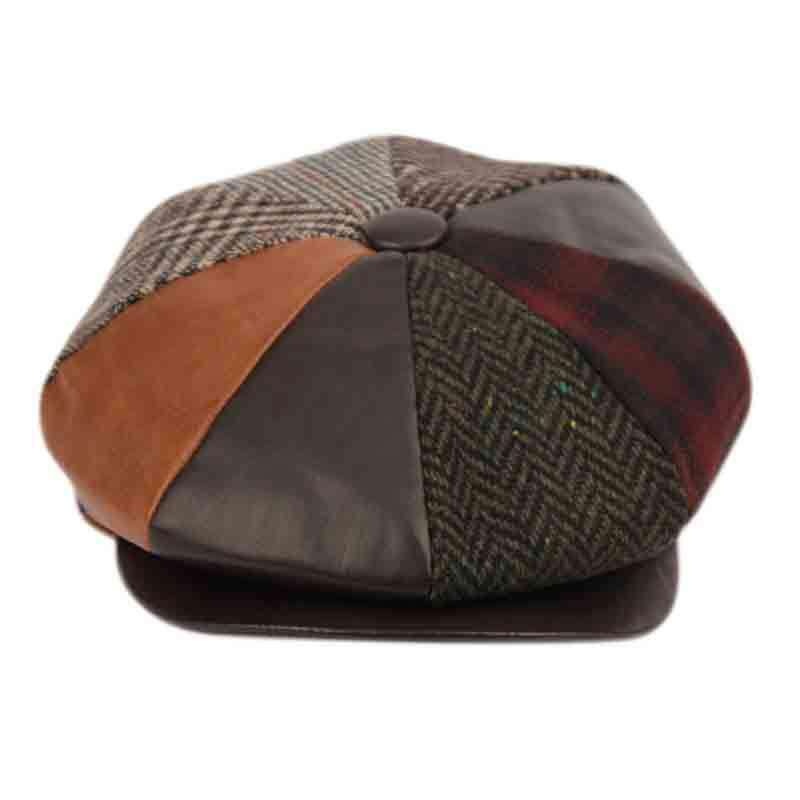 Patchwork Wool Newsboy Cap – Epoch Hats Brown M (22 3/8″)