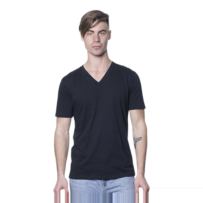 Royal Apparel Unisex 50/50 Blend V-Neck T-Shirt  Style 17055 Made in USA Black XS