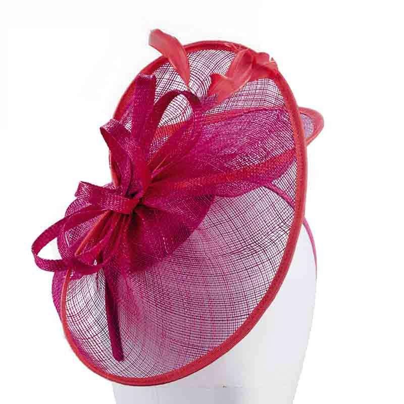 Sinamay Fascinator with Loops and Feathers, Fuchsia – Scala Collezione Fuchsia