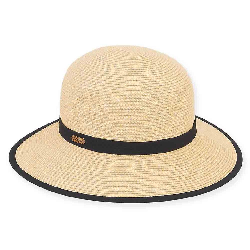 Small Brim Backless Facesaver Hat – Sun ‘N’ Sand Hats Natural / Black OS (57 cm)