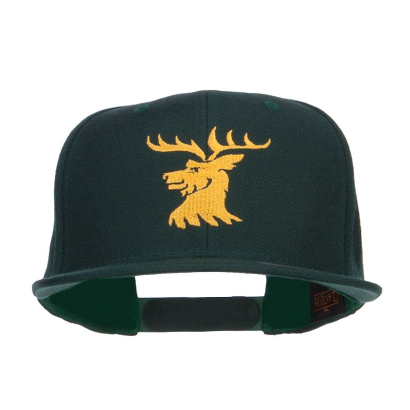 Stag Emblem Embroidered Snapback Cap Spruce One Size