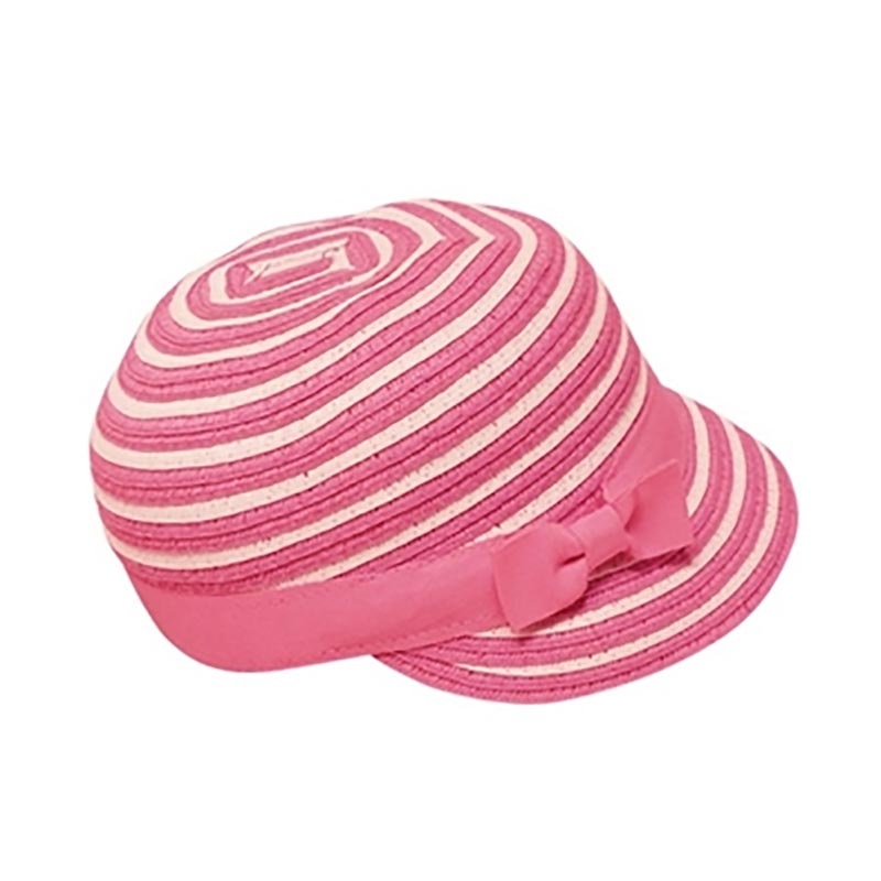 Striped Straw Cap for Small Heads – Fun Day Sun Hats Fuchsia Small (54 cm)