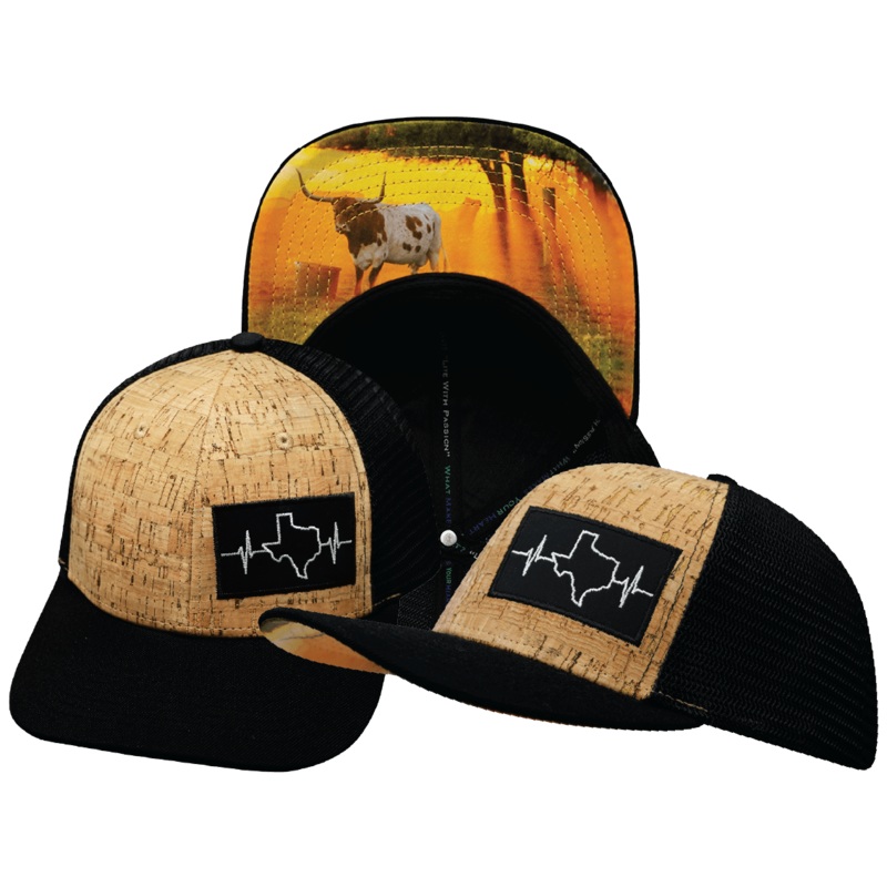 Texas Hat – Baseball Hat Fit – Cork – Black – Trucker Mesh
