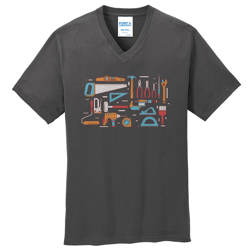 Tools Graphic Men’s Core Cotton V-Neck T-Shirt Charcoal S