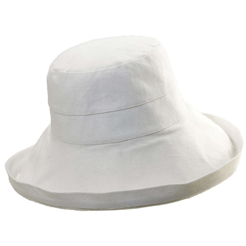 Up Turned Brim Linen Sun Hat in Neutral Colors – Tropical Trends White