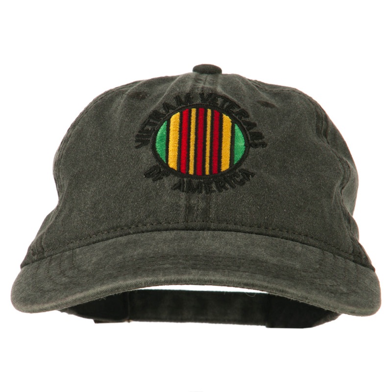 Vietnam Veterans Badge Embroidered Washed Cap Black One Size